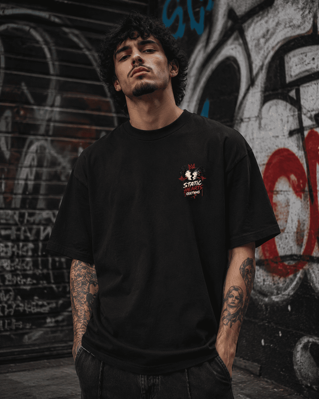 front-male Static Hearts Tee - Image 2